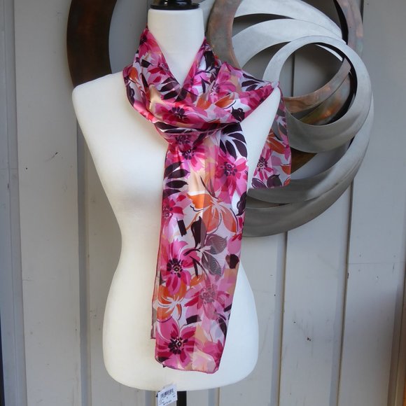 Silk Feel Multi-coloured Scarf - Picture 3 of 3